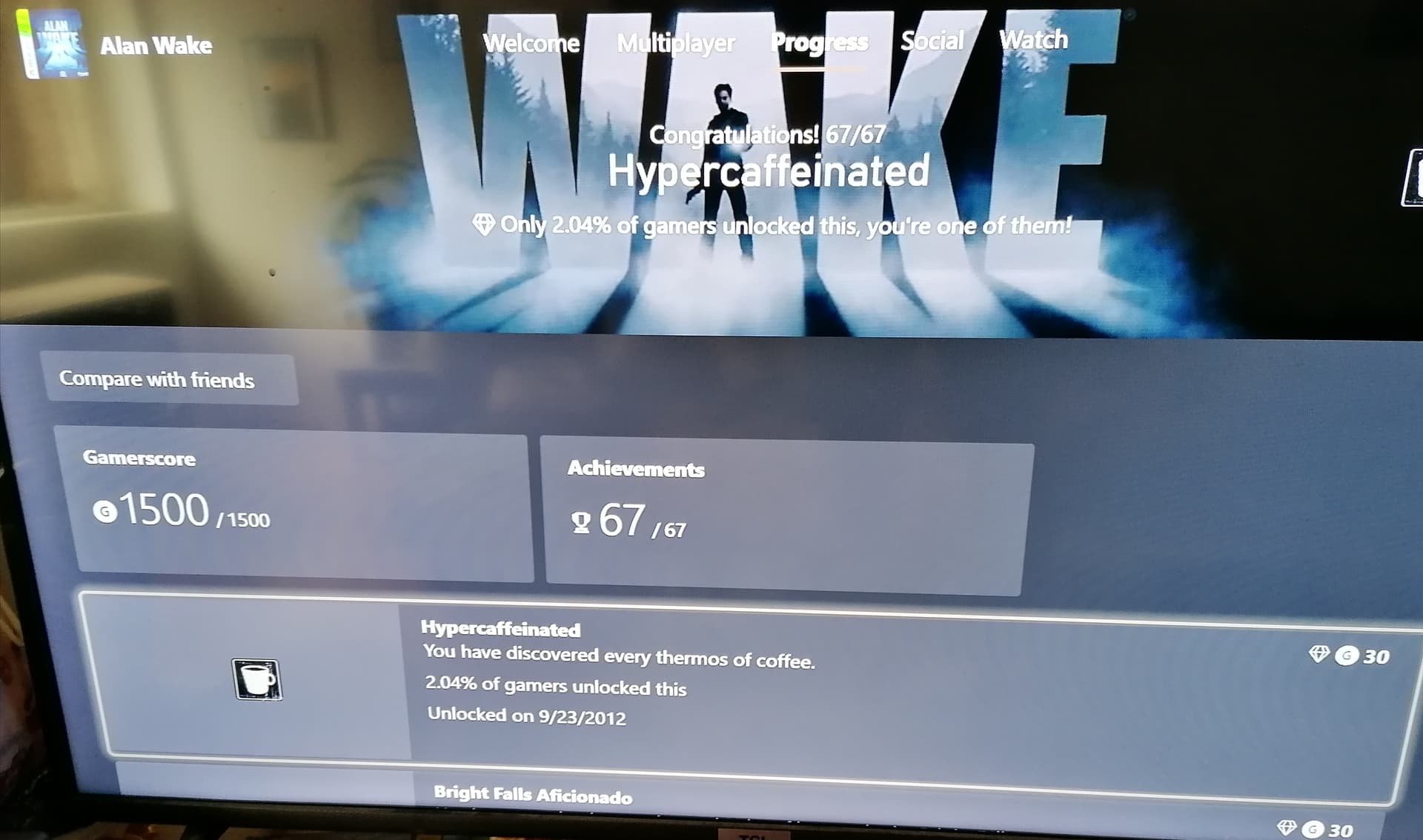 Hypercaffeinated achievement in Alan Wake Remastered